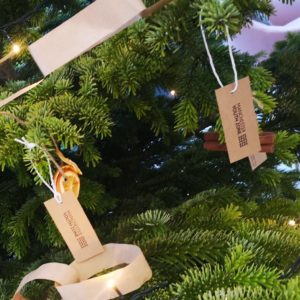 MYZ tags on Christmas tree