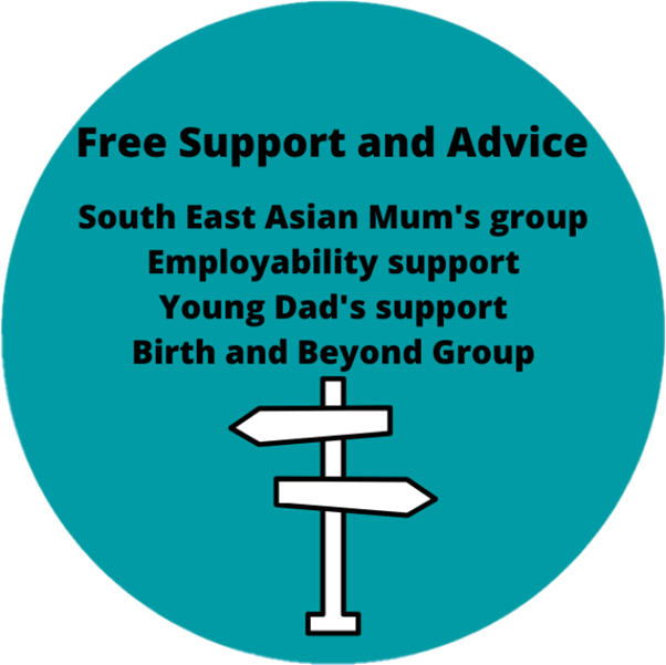 Free support and advice - south east asian mum's group, employability support, young dad's support, birth and beyond group